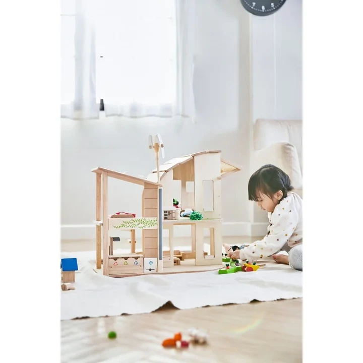 Green Dollhouse With Furniture