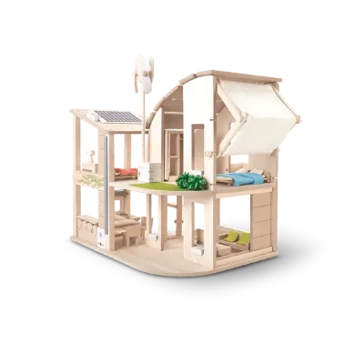 Green Dollhouse With Furniture
