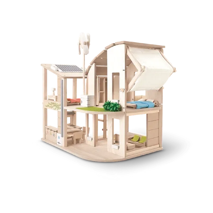 Green Dollhouse With Furniture