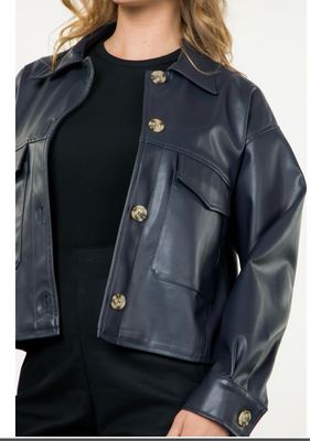 Navy Leather Jacket