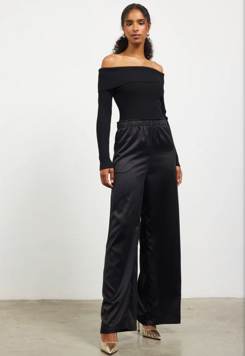 Off-Shoulder Satin Jumpsuit