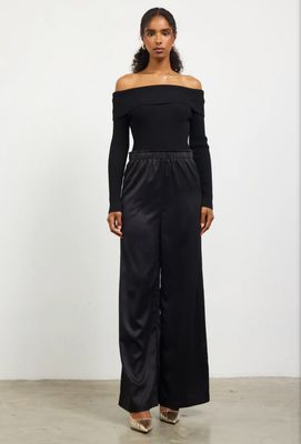 Off-Shoulder Satin Jumpsuit