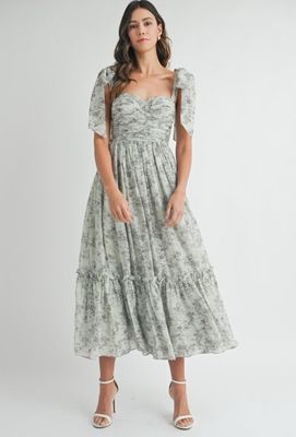 Sage Floral Midi Dress