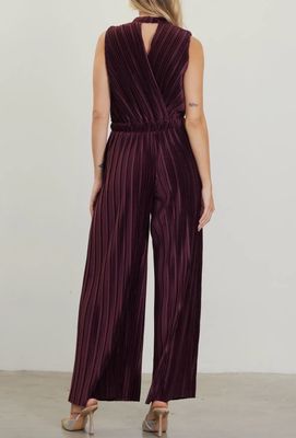 Pleaded Velvet Jumpsuit