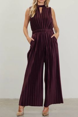 Pleaded Velvet Jumpsuit