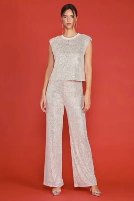Sequins Semi Flared Pants