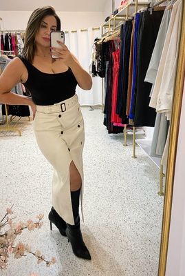 Square Leather Skirt