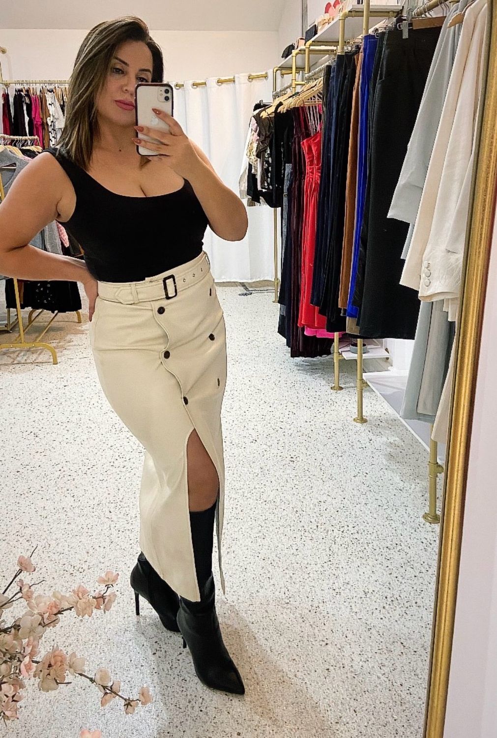 Square Leather Skirt