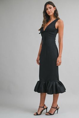 Black Midi Bow Dress