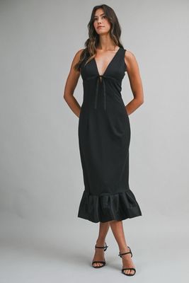 Black Midi Bow Dress