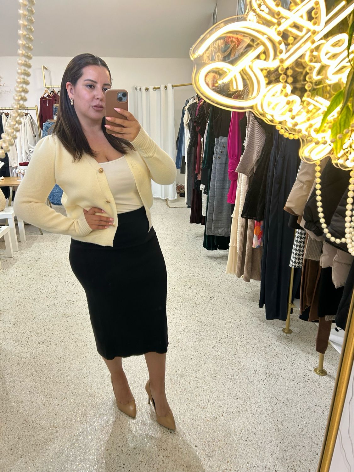 Beige Button Up Cardigan