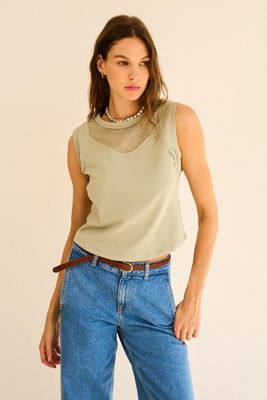 Sleeveless Mesh Top