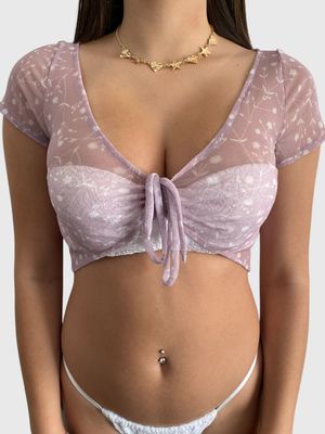 SANDY TOP - Fantasia Fiori Bianchi