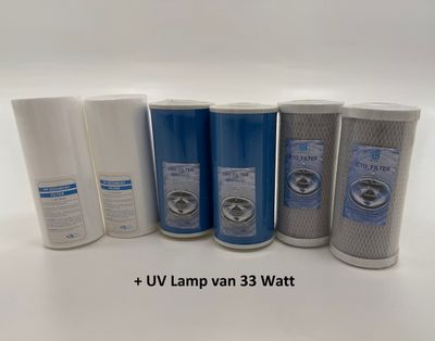Filterset + UV lamp voor VHW/EPS 104G voor minimaal 12 maanden. Filterset + UV lamp voor VHW/EPS 104G voor minimaal 12 maanden.