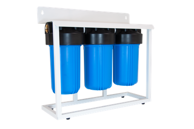 3-stage 10 3-stage 10" waterfilter behuizing met PP/UF-pvdf/CTO filters op standaard