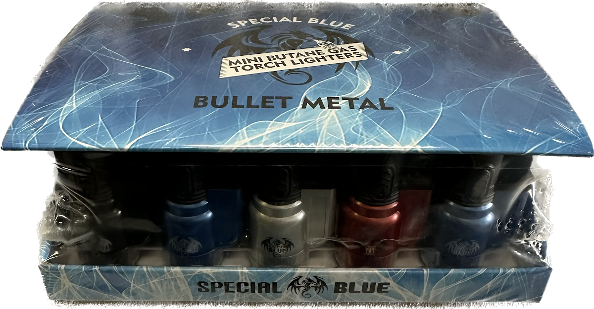 SPECIAL BLUE POCKET TORCH 3&quot;METEL BULLET LIGHTER