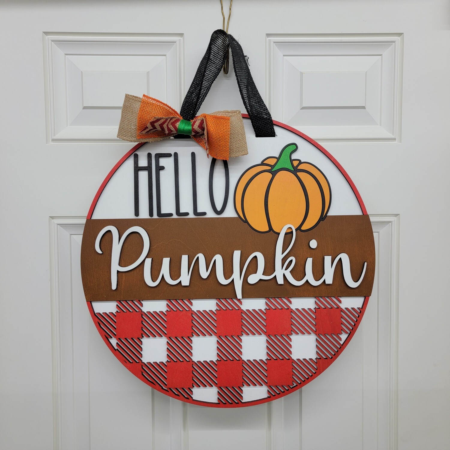 Hello Pumpkin Door Hanger 18 inches Round