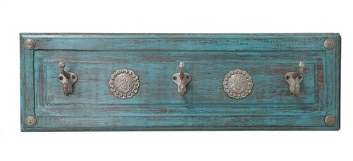 Silver Trails Hat Rack-Turquoise Western-26x8x5 inches-Handmade-Wood