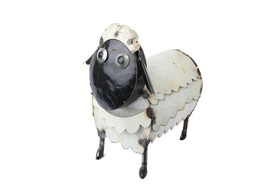 Recycled Metal Sheep Small-Black and White