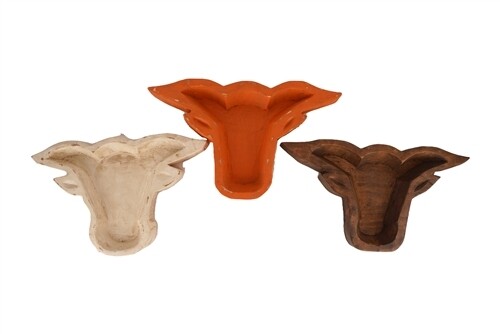 Longhorn Dough Bowl-10x18x2 inches-Wood Carved