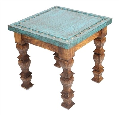 Silver Trails End Table 22x22x22-Turquoise