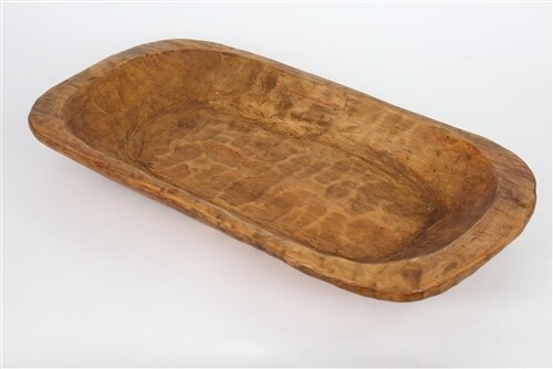 Rustic Dough Bowl-Farmhouse-Carved-12x20-Waxed