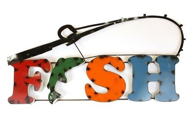 Recycled Metal Sign-Fish-Fishing