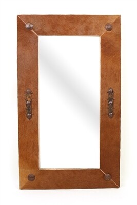 Laredo Cowhide Mirror-Rustic Western-20x34 inches-Wood-Handmade