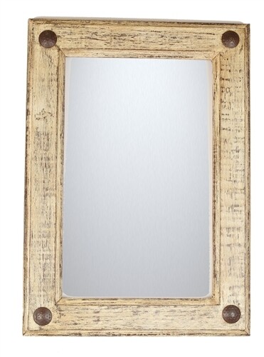 Rustic Shabby Mirror-15x20 inches-Wood-Antiqued White