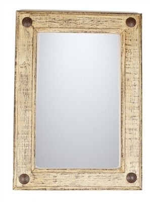 Rustic Shabby Mirror-15x20 inches-Wood-Antiqued White