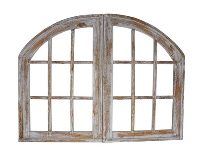 Spring Hill Window Pair-Arched-Farmhouse-Window-Wall-41x32 inches-White