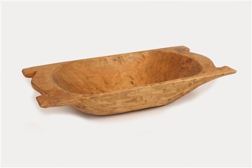 Eurotrenchy Deep Wooden Dough Bowl-Rustic-12x20 inches-Waxed