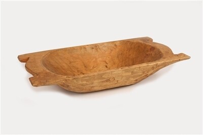 Eurotrenchy Deep Wooden Dough Bowl-Rustic-12x20 inches-Waxed