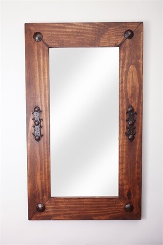 Vaquero Rustic Mirror-20x34 inches-Western-Iron Accents-Handmade-Wood