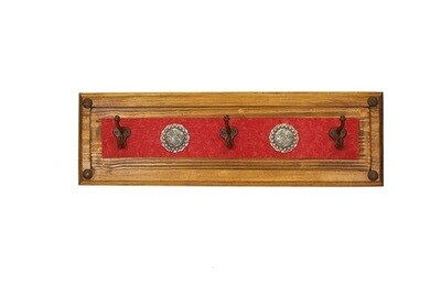 Red Ranch Hat Rack-Western-Rustic-Embossed Leather-26x6x8 inches