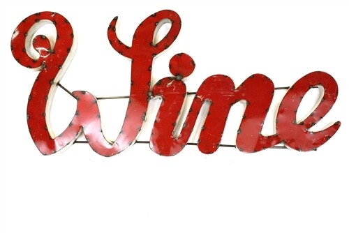 Recycled Metal Sign-Wine Medium