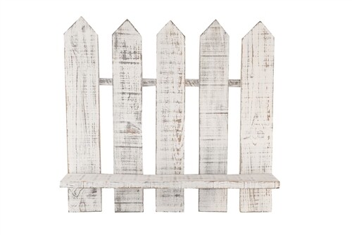Farmhouse Picket Fence Wall Decor-Primitive-White-21x28 inches-Wall Shelf
