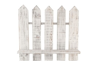 Farmhouse Picket Fence Wall Decor-Primitive-White-21x28 inches-Wall Shelf