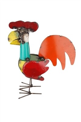Garden Metal Rooster-Colorful-Farm-11x5x16H inches-Small