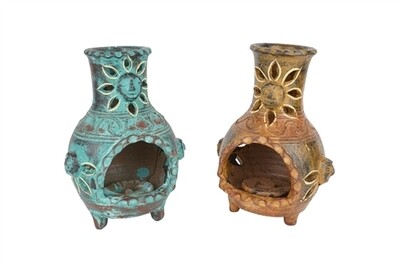 Garden Clay Chimney Candleholder-Two colors-Rustic-8x11 inches