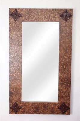 Rustic Ranch Tooled Leather Mirror-Rustic-Western-20x34 inches