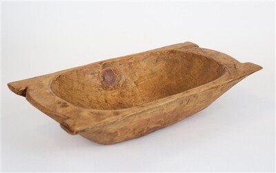 Eurostyle Deep Trencher Wooden Dough Bowl-Rustic-12x26 inches-Waxed