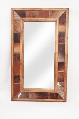 Big Sky Cowhide Mirror-22x36 inches-Handmade-Rustic Western-Solid Wood