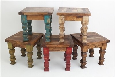 Old Door Reclaimed Wood End Table-Side Table-18x18x22 inches