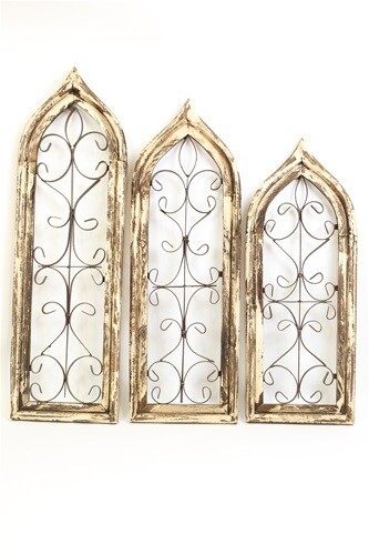 Brown and White Farmhouse Wall Decor Windows-Set 3