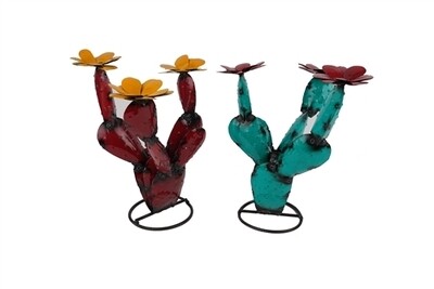 Colorful Prickly Pear Metal Cactus-Handmade-13x13x16H inches-Beauty
