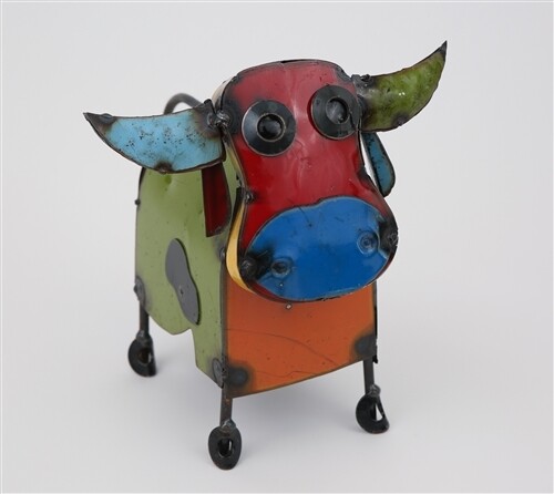 Recycled Metal Animal-Cow Mini-Colorful
