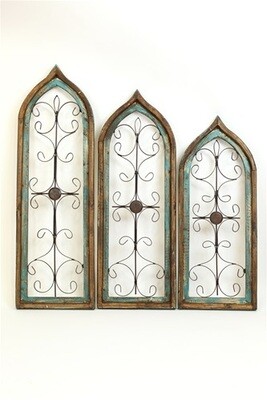 Turquoise Farmhouse Windows-Wall Decor-Wood-Handmade- Set of 3