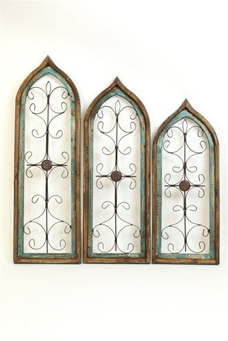 Turquoise Farmhouse Windows-Wall Decor-Wood-Handmade- Set of 3
