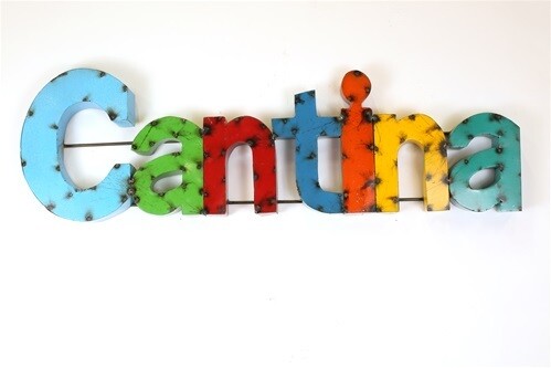 Recycled Metal Sign-Colorful Cantina